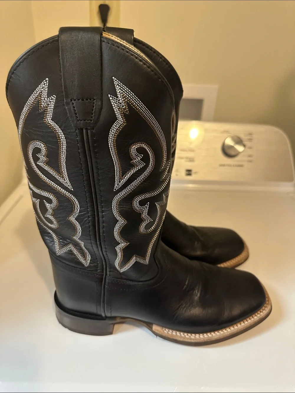 Kids Black Western Cowboy Boots with Contrast Stitching